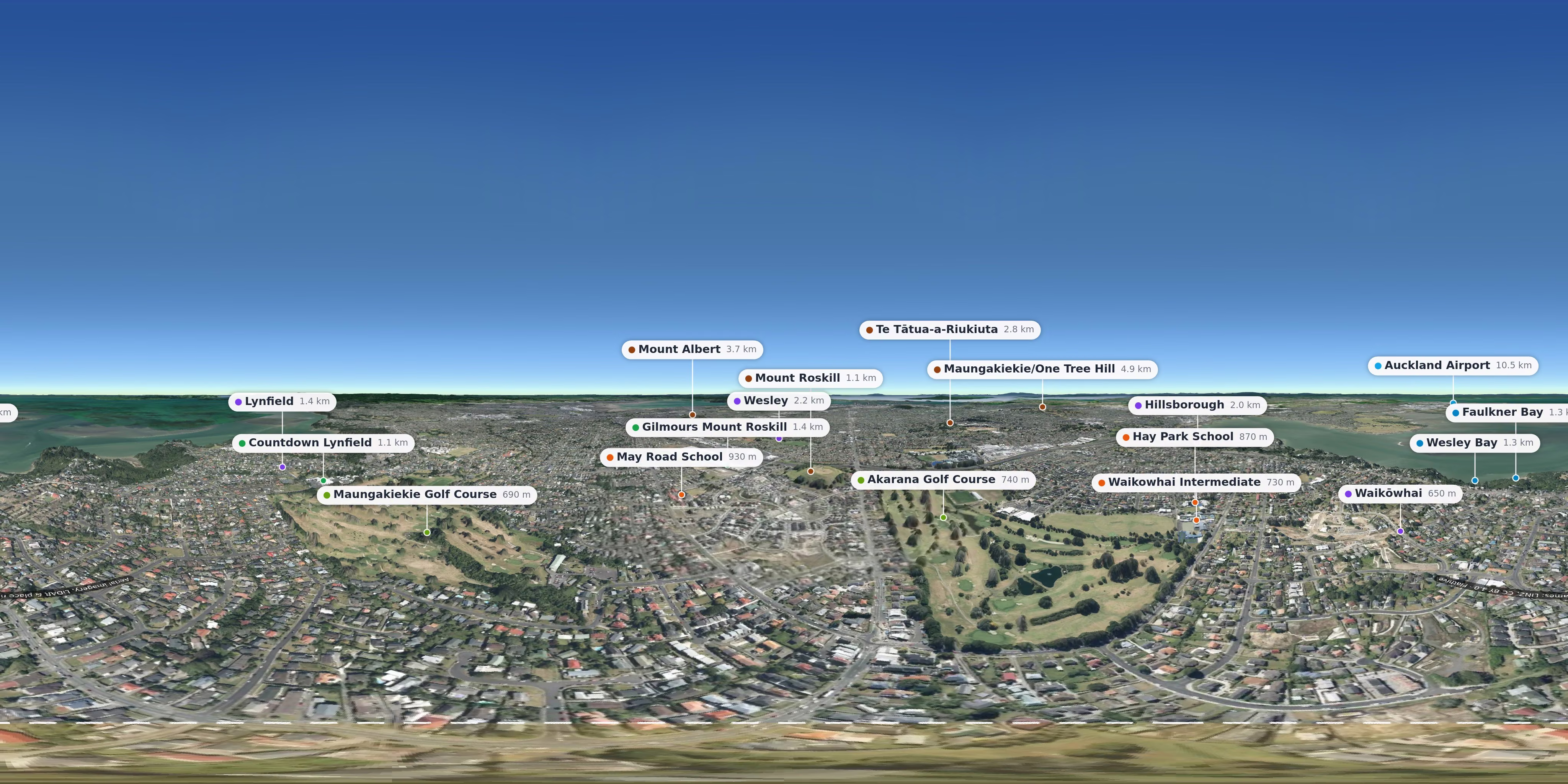 Aerial 360° view – Mount Roskill background