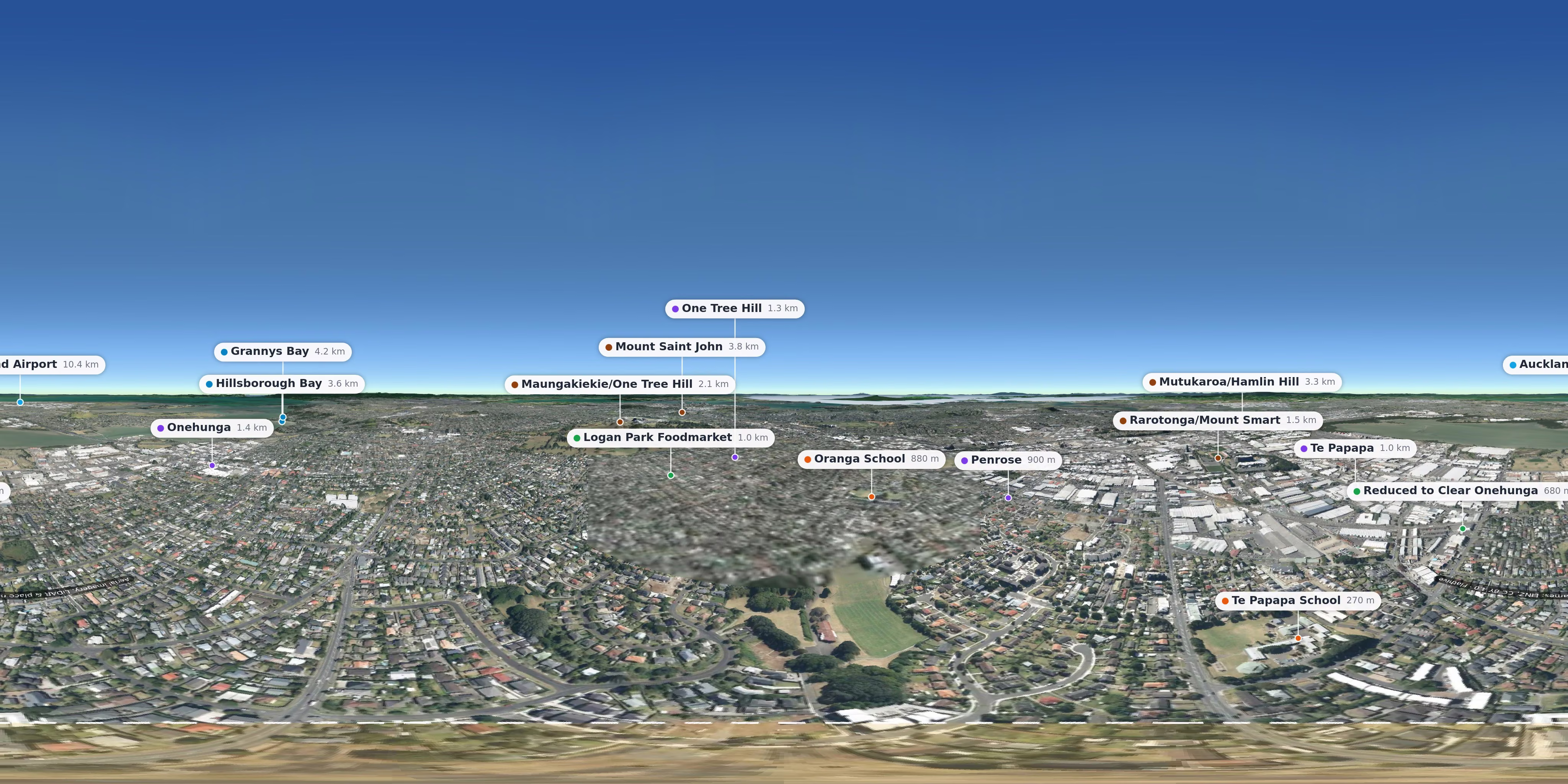 Aerial 360° view – Onehunga background