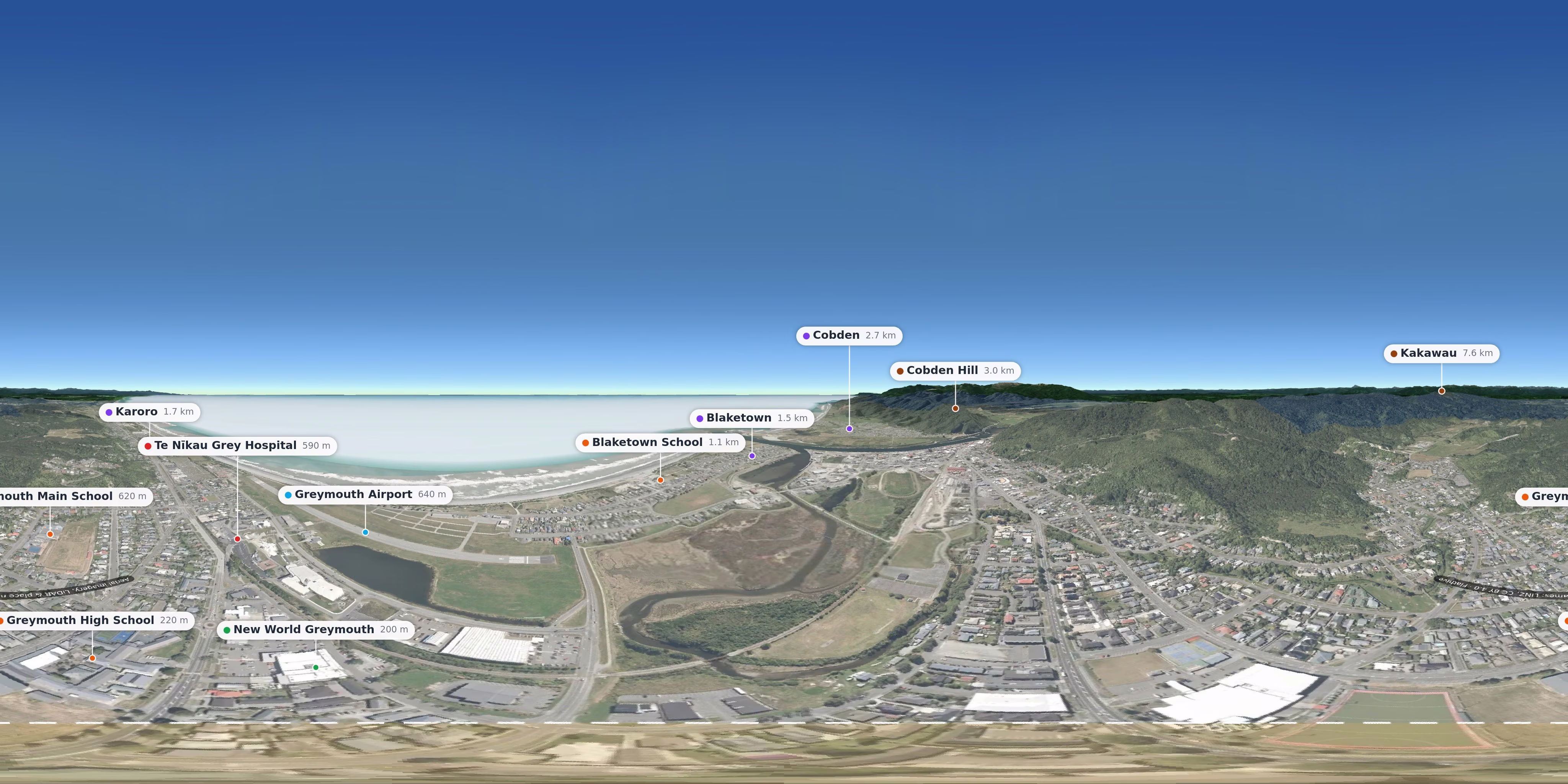 Aerial 360° view – Greymouth