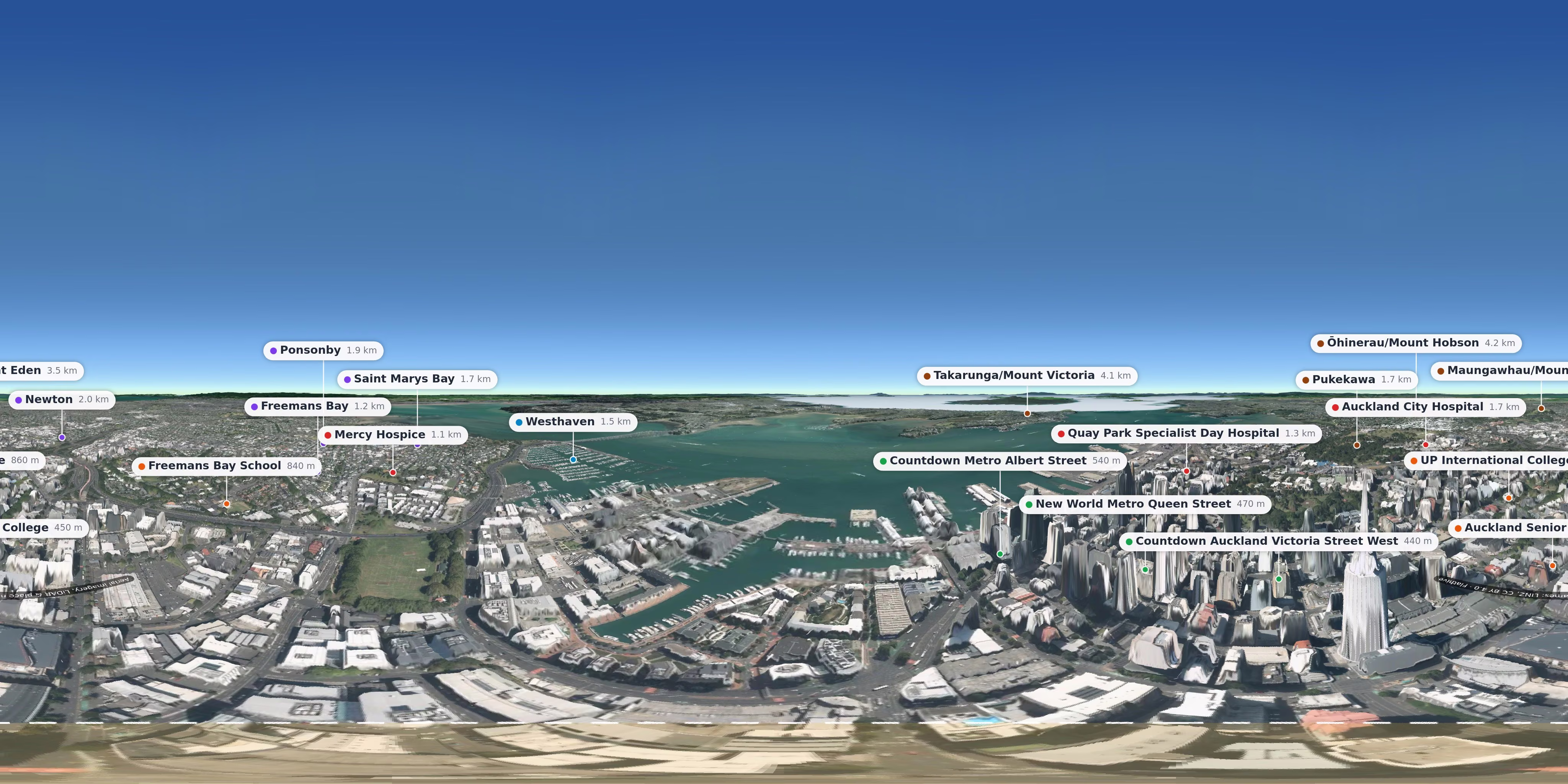 Aerial 360° view – Auckland CBD background