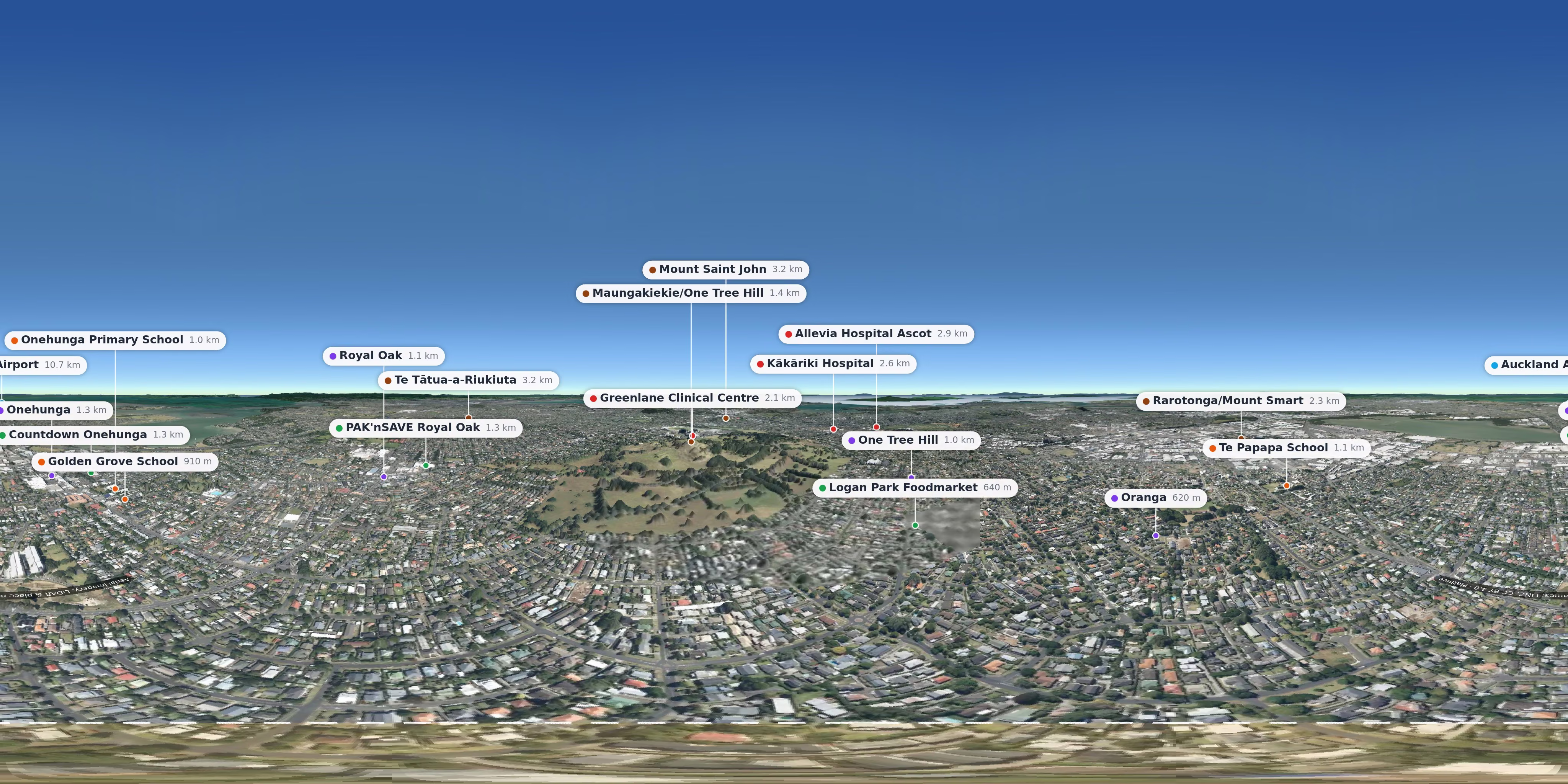 Aerial 360° view – Onehunga background