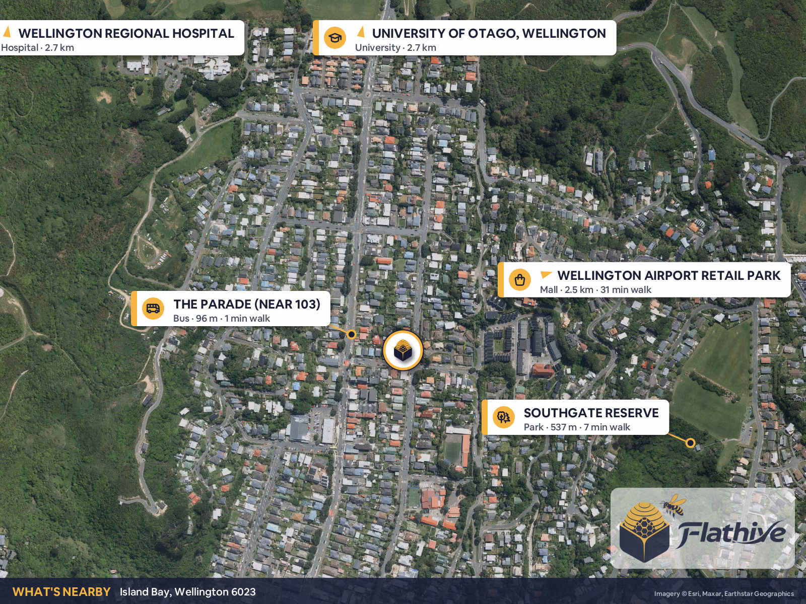 Nearby places – Island Bay background
