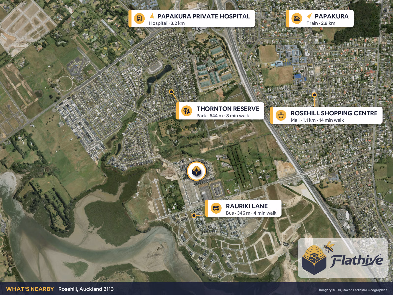 Nearby places – Rosehill background