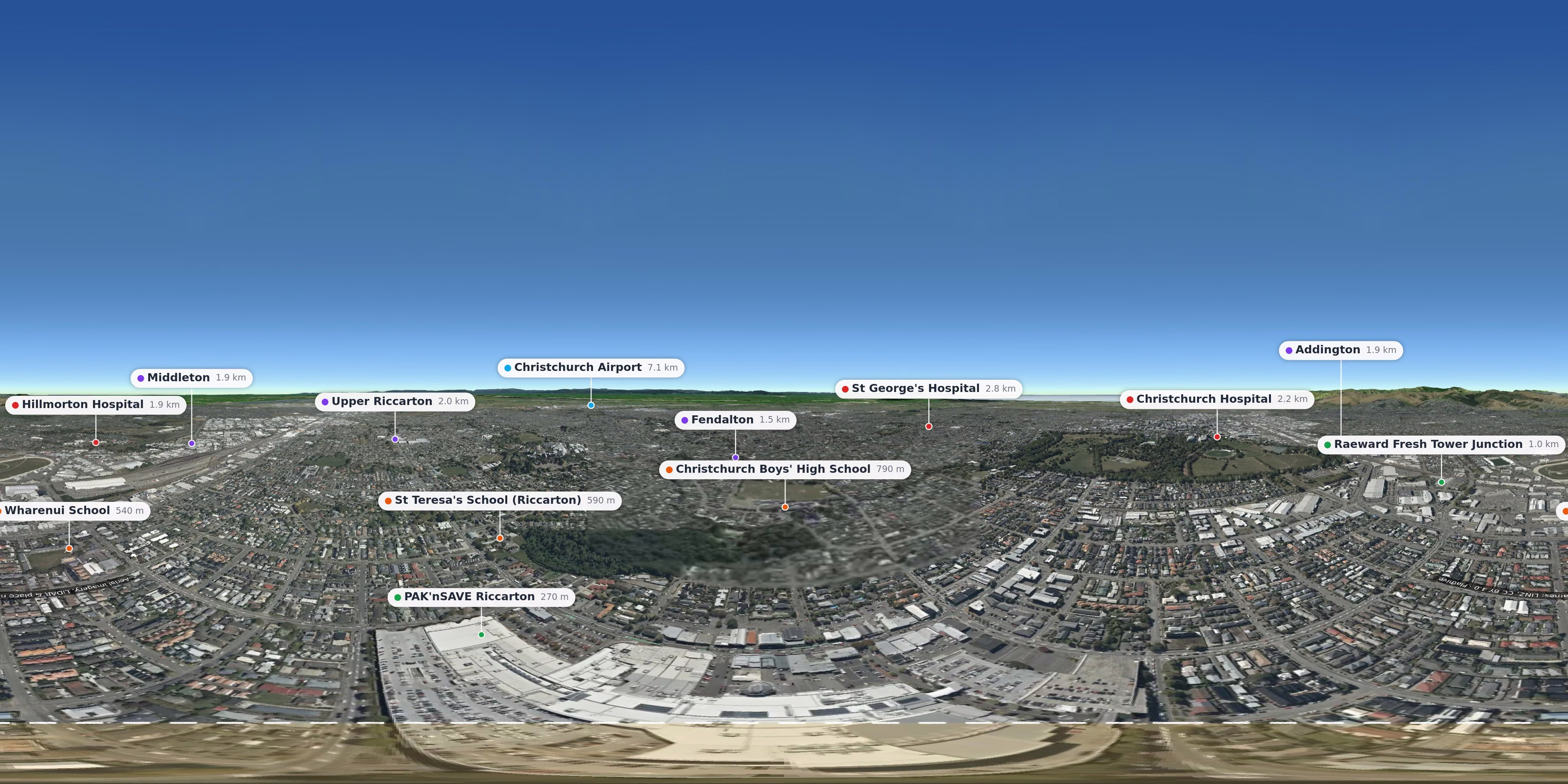 Aerial 360° view – Riccarton background